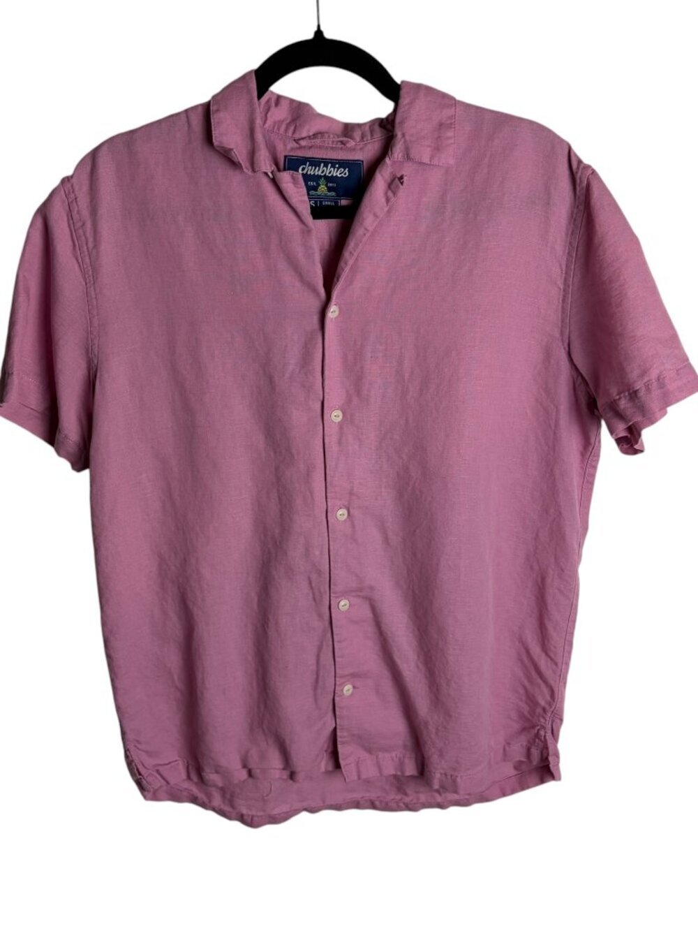 Chubbies Men's Size S Linen Blend Sunday Shirt Button Down Pink Golf Spring